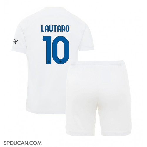 Dječji Nogometni Dres Inter Milan Lautaro Martinez #10 Gostujuci 2023-24 Kratak Rukav (+ Kratke hlače)